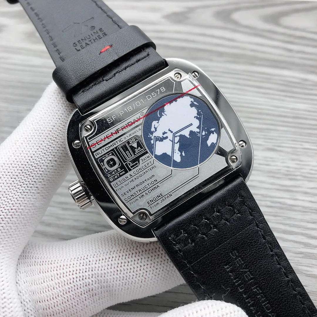 【Authentic Tmall】💰1640! SevenFriday P Series—P2B/01 🎮 High-grade 316 stainless steel case size: 47mmx47mm, equipped with original imported Citizen movement. Please pay attention to the workmanship details for high-end quality in the market. It is truly consistent with the counter products! The brand new Sevenfriday independent style is born! Each watch is tested for water resistance before shipment (its unique case design 🎮 is amazingly consistent with the original version, and the chip of the watch can be verified through an NFC-enabled smartphone.
